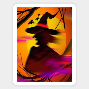 A Witch Silhouette Sticker